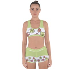 Flower Simple Green Rose Sunflower Sexy Racerback Boyleg Bikini Set