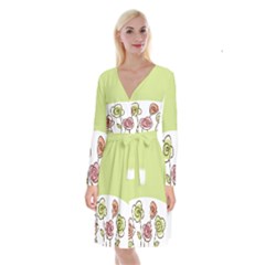 Flower Simple Green Rose Sunflower Sexy Long Sleeve Velvet Front Wrap Dress by Mariart