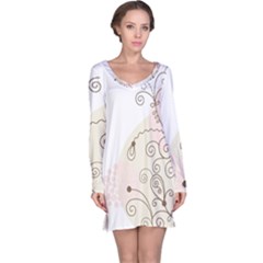 Flower Simple Pink Long Sleeve Nightdress by Mariart