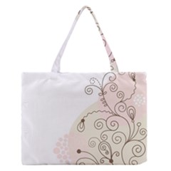 Flower Simple Pink Zipper Medium Tote Bag