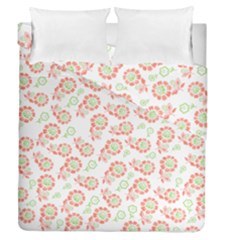 Flower Rose Red Green Sunflower Star Duvet Cover Double Side (queen Size) by Mariart