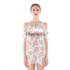 Flower Rose Red Green Sunflower Star Shoulder Cutout One Piece by Mariart