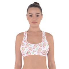 Flower Rose Red Green Sunflower Star Cross Back Sports Bra by Mariart