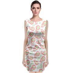 Flower Rose Red Green Sunflower Star Sleeveless Velvet Midi Dress