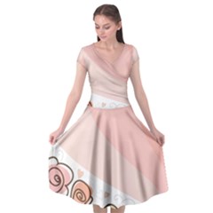 Flower Sunflower Wave Waves Pink Cap Sleeve Wrap Front Dress by Mariart