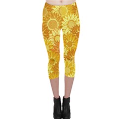 Flower Sunflower Floral Beauty Sexy Capri Leggings  by Mariart