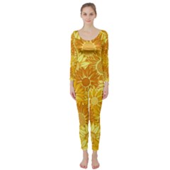 Flower Sunflower Floral Beauty Sexy Long Sleeve Catsuit by Mariart