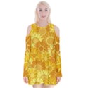 Flower Sunflower Floral Beauty Sexy Velvet Long Sleeve Shoulder Cutout Dress View1