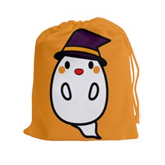 Halloween Ghost Orange Drawstring Pouches (xxl) by Mariart