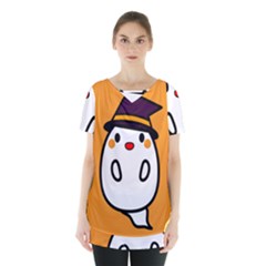 Halloween Ghost Orange Skirt Hem Sports Top