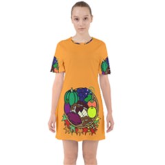 Healthy Vegetables Food Sixties Short Sleeve Mini Dress by Mariart