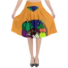 Healthy Vegetables Food Flared Midi Skirt