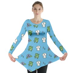 Frog Ghost Rain Flower Green Animals Long Sleeve Tunic 