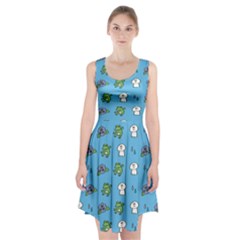 Frog Ghost Rain Flower Green Animals Racerback Midi Dress