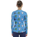 Frog Ghost Rain Flower Green Animals V-Neck Long Sleeve Top View2