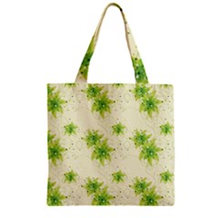 Leaf Green Star Beauty Zipper Grocery Tote Bag by Mariart