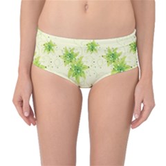 Leaf Green Star Beauty Mid-waist Bikini Bottoms by Mariart