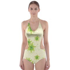 Leaf Green Star Beauty Cut-out One Piece Swimsuit by Mariart