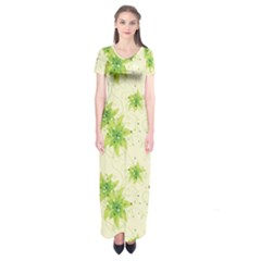 Leaf Green Star Beauty Short Sleeve Maxi Dress