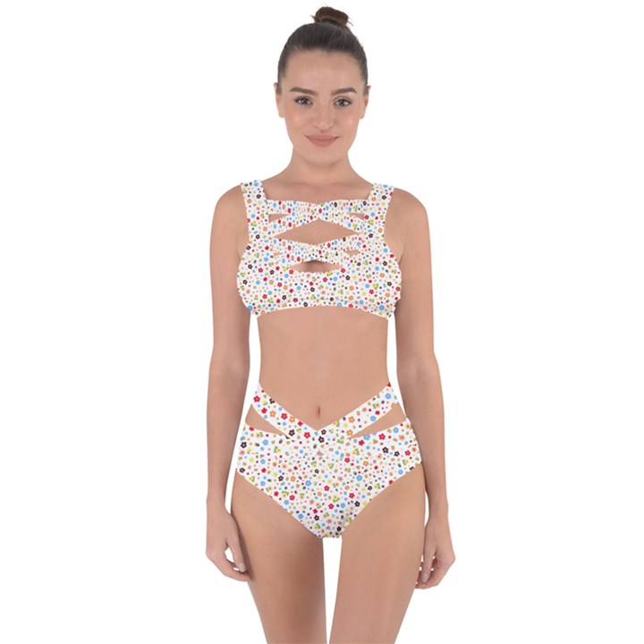 Flower Star Rose Sunflower Rainbow Smal Bandaged Up Bikini Set 