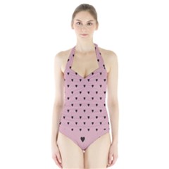 Love Black Pink Valentine Halter Swimsuit