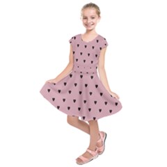 Love Black Pink Valentine Kids  Short Sleeve Dress by Mariart