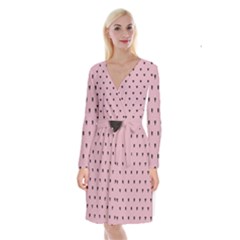 Love Black Pink Valentine Long Sleeve Velvet Front Wrap Dress by Mariart