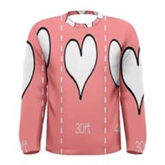 Love Heart Valentine Pink White Sexy Men s Long Sleeve Tee by Mariart