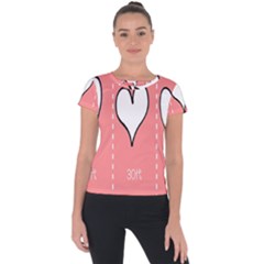 Love Heart Valentine Pink White Sexy Short Sleeve Sports Top  by Mariart