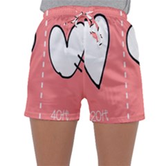 Love Heart Valentine Pink White Sexy Sleepwear Shorts