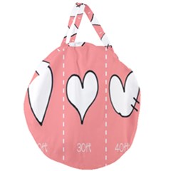 Love Heart Valentine Pink White Sexy Giant Round Zipper Tote by Mariart