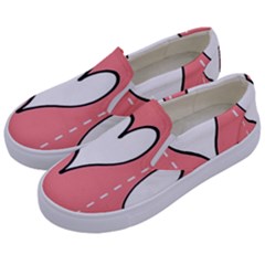 Love Heart Valentine Pink White Sexy Kids  Canvas Slip Ons