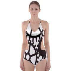 Machine Iron Maintenance Cut-out One Piece Swimsuit by Mariart