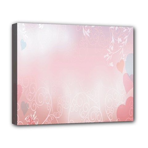 Love Heart Pink Valentine Flower Leaf Deluxe Canvas 20  X 16   by Mariart