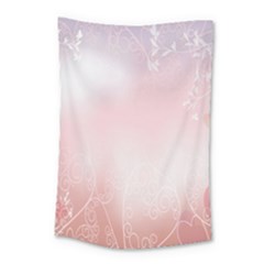 Love Heart Pink Valentine Flower Leaf Small Tapestry