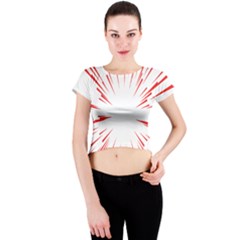 Line Red Sun Arrow Crew Neck Crop Top