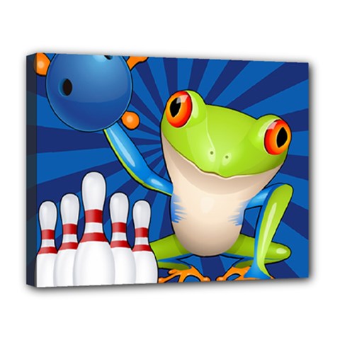 Tree Frog Bowling Canvas 14  X 11  by crcustomgifts