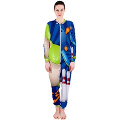 Tree Frog Bowling Onepiece Jumpsuit (ladies)  by crcustomgifts