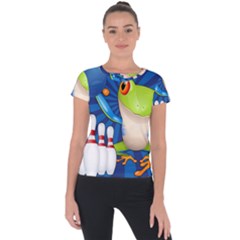 Tree Frog Bowling Short Sleeve Sports Top  by crcustomgifts