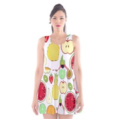 Mango Fruit Pieces Watermelon Dragon Passion Fruit Apple Strawberry Pineapple Melon Scoop Neck Skater Dress by Mariart