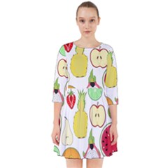 Mango Fruit Pieces Watermelon Dragon Passion Fruit Apple Strawberry Pineapple Melon Smock Dress by Mariart