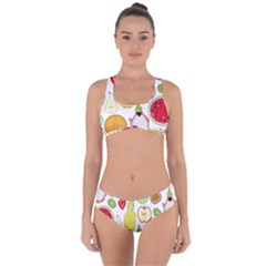 Mango Fruit Pieces Watermelon Dragon Passion Fruit Apple Strawberry Pineapple Melon Criss Cross Bikini Set by Mariart