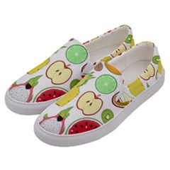 Mango Fruit Pieces Watermelon Dragon Passion Fruit Apple Strawberry Pineapple Melon Men s Canvas Slip Ons by Mariart