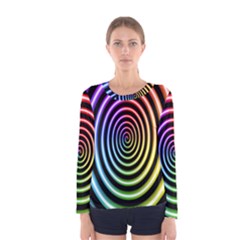 Hypnotic Circle Rainbow Women s Long Sleeve Tee