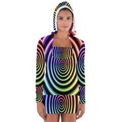 Hypnotic Circle Rainbow Long Sleeve Hooded T-shirt