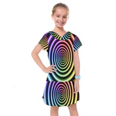 Hypnotic Circle Rainbow Kids  Drop Waist Dress