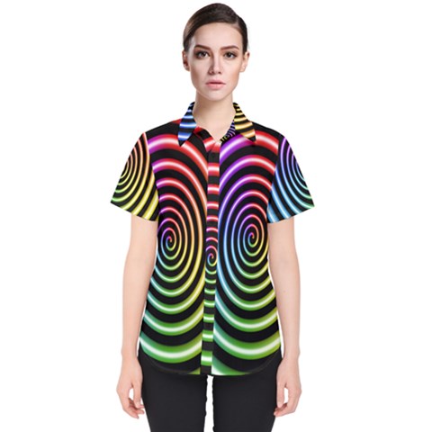 Hypnotic Circle Rainbow Women s Short Sleeve Shirt by Mariart