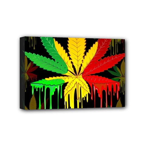 Marijuana Cannabis Rainbow Love Green Yellow Red Black Mini Canvas 6  X 4  by Mariart