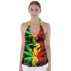 Marijuana Cannabis Rainbow Love Green Yellow Red Black Babydoll Tankini Top by Mariart