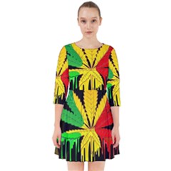 Marijuana Cannabis Rainbow Love Green Yellow Red Black Smock Dress by Mariart